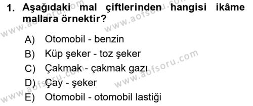 Ekonomik Analiz Dersi 2021 - 2022 Yılı Yaz Okulu Sınavı 1. Soru