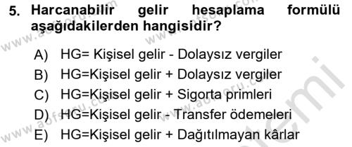 Ekonomik Analiz Dersi 2021 - 2022 Yılı Yaz Okulu Sınavı 5. Soru