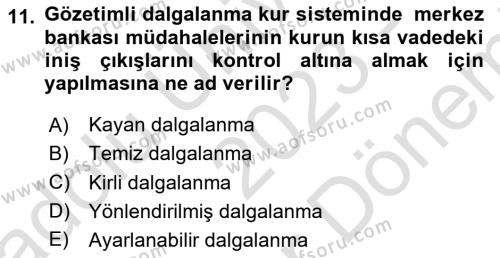 Ekonomik Analiz Dersi 2023 - 2024 Yılı (Final) Dönem Sonu Sınavı 11. Soru