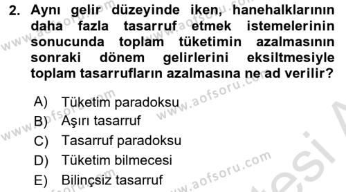 Ekonomik Analiz Dersi 2023 - 2024 Yılı (Final) Dönem Sonu Sınavı 2. Soru