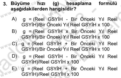 Ekonomik Analiz Dersi 2023 - 2024 Yılı (Final) Dönem Sonu Sınavı 3. Soru