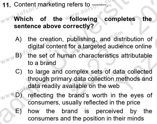 Introduction to Business Dersi 2023 - 2024 Yılı Yaz Okulu Sınavı 11. Soru