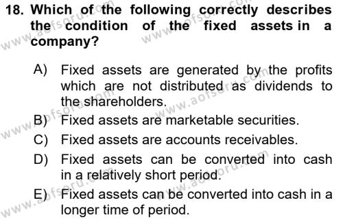 Introduction to Business Dersi 2023 - 2024 Yılı Yaz Okulu Sınavı 18. Soru