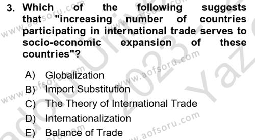 Introduction to Business Dersi 2023 - 2024 Yılı Yaz Okulu Sınavı 3. Soru