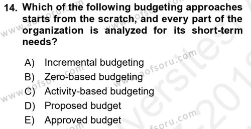 Business Management Dersi 2017 - 2018 Yılı (Vize) Ara Sınavı 14. Soru