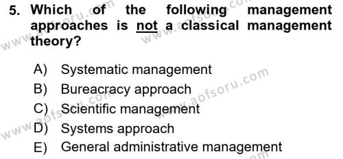 Business Management Dersi 2017 - 2018 Yılı (Vize) Ara Sınavı 5. Soru