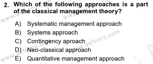 Business Management Dersi 2018 - 2019 Yılı (Vize) Ara Sınavı 2. Soru