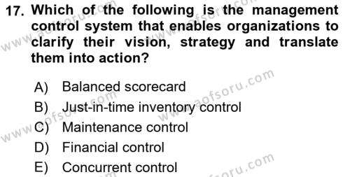 Business Management Dersi 2018 - 2019 Yılı Yaz Okulu Sınavı 17. Soru