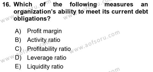 Business Management Dersi 2020 - 2021 Yılı Yaz Okulu Sınavı 16. Soru