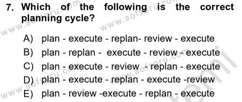 Business Management Dersi 2020 - 2021 Yılı Yaz Okulu Sınavı 7. Soru