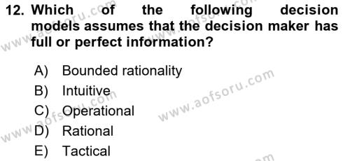 Business Management Dersi 2021 - 2022 Yılı (Vize) Ara Sınavı 12. Soru