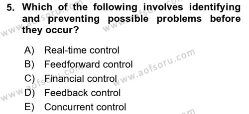 Business Management Dersi 2021 - 2022 Yılı (Vize) Ara Sınavı 5. Soru