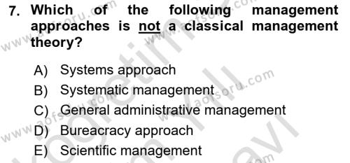 Business Management Dersi 2021 - 2022 Yılı (Vize) Ara Sınavı 7. Soru