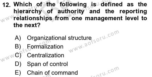 Business Management Dersi 2021 - 2022 Yılı (Final) Dönem Sonu Sınavı 12. Soru