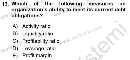 Business Management Dersi 2021 - 2022 Yılı (Final) Dönem Sonu Sınavı 13. Soru