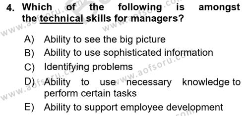 Business Management Dersi 2021 - 2022 Yılı (Final) Dönem Sonu Sınavı 4. Soru