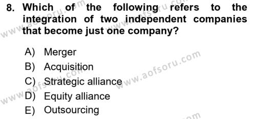 Business Management Dersi 2021 - 2022 Yılı (Final) Dönem Sonu Sınavı 8. Soru