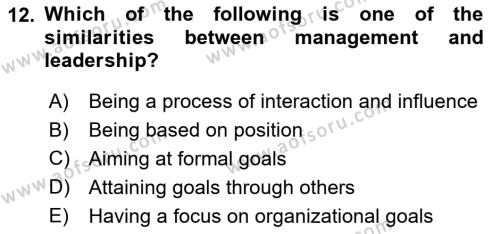 Business Management Dersi 2021 - 2022 Yılı Yaz Okulu Sınavı 12. Soru