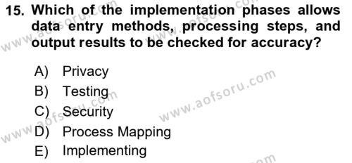 Business Information Systems Dersi 2017 - 2018 Yılı (Vize) Ara Sınavı 15. Soru