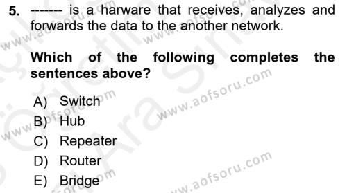 Business Information Systems Dersi 2017 - 2018 Yılı (Vize) Ara Sınavı 5. Soru