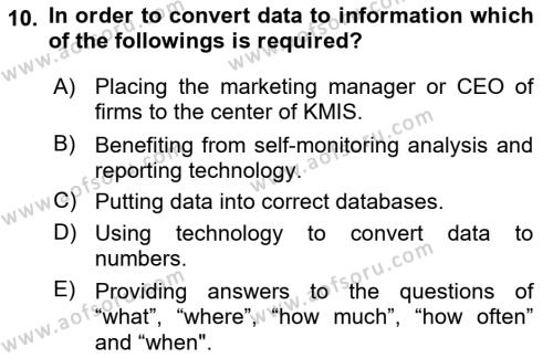 Business Information Systems Dersi 2017 - 2018 Yılı (Final) Dönem Sonu Sınavı 10. Soru