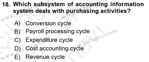 Business Information Systems Dersi 2017 - 2018 Yılı (Final) Dönem Sonu Sınavı 18. Soru