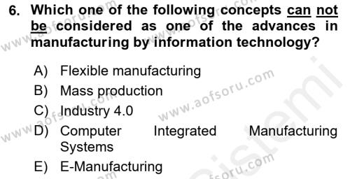 Business Information Systems Dersi 2017 - 2018 Yılı (Final) Dönem Sonu Sınavı 6. Soru