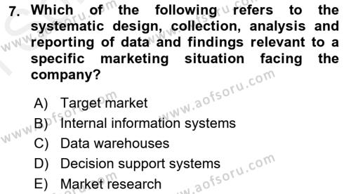 Business Information Systems Dersi 2018 - 2019 Yılı (Final) Dönem Sonu Sınavı 7. Soru