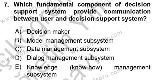 Business Information Systems Dersi 2018 - 2019 Yılı Yaz Okulu Sınavı 7. Soru