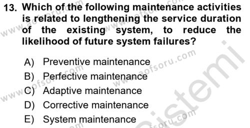 Business Information Systems Dersi 2021 - 2022 Yılı (Vize) Ara Sınavı 13. Soru