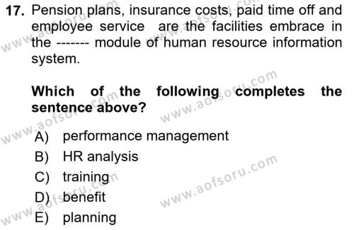 Business Information Systems Dersi 2021 - 2022 Yılı (Vize) Ara Sınavı 17. Soru