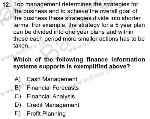 Business Information Systems Dersi 2021 - 2022 Yılı (Final) Dönem Sonu Sınavı 12. Soru