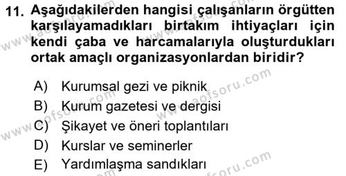 İşletme İletişimi Dersi 2021 - 2022 Yılı (Vize) Ara Sınavı 11. Soru