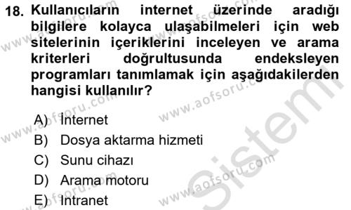 İşletme İletişimi Dersi 2021 - 2022 Yılı (Vize) Ara Sınavı 18. Soru