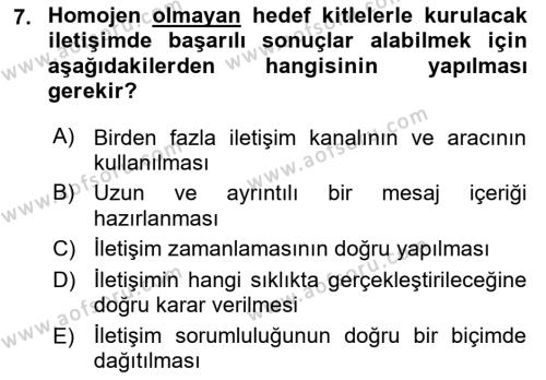 İşletme İletişimi Dersi 2021 - 2022 Yılı (Vize) Ara Sınavı 7. Soru