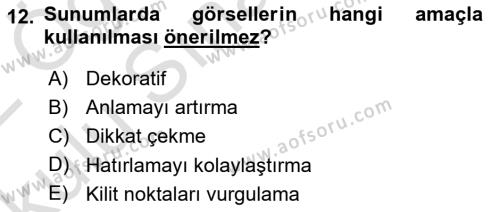 İşletme İletişimi Dersi 2021 - 2022 Yılı Yaz Okulu Sınavı 12. Soru