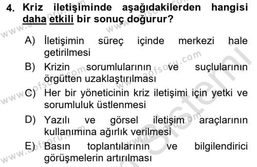 İşletme İletişimi Dersi 2021 - 2022 Yılı Yaz Okulu Sınavı 4. Soru