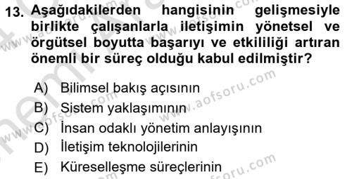 İşletme İletişimi Dersi 2023 - 2024 Yılı (Vize) Ara Sınavı 13. Soru