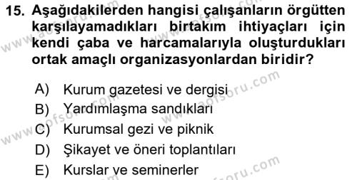 İşletme İletişimi Dersi 2023 - 2024 Yılı (Vize) Ara Sınavı 15. Soru