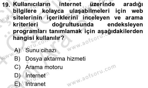 İşletme İletişimi Dersi 2023 - 2024 Yılı (Vize) Ara Sınavı 19. Soru