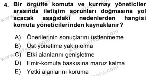 İşletme İletişimi Dersi 2023 - 2024 Yılı (Vize) Ara Sınavı 4. Soru