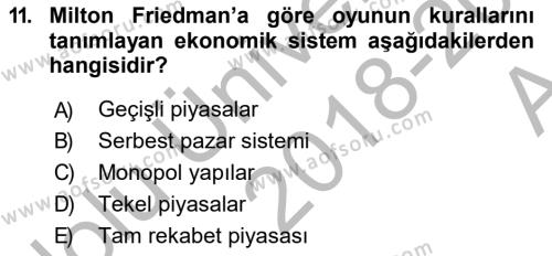 İşletmelerde Sosyal Sorumluluk Ve Etik Dersi 2018 - 2019 Yılı (Vize) Ara Sınavı 11. Soru