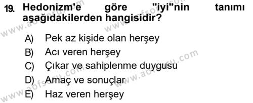 İşletmelerde Sosyal Sorumluluk Ve Etik Dersi 2018 - 2019 Yılı (Vize) Ara Sınavı 19. Soru