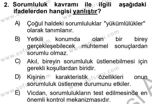 İşletmelerde Sosyal Sorumluluk Ve Etik Dersi 2018 - 2019 Yılı (Vize) Ara Sınavı 2. Soru