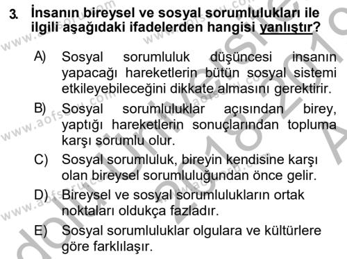 İşletmelerde Sosyal Sorumluluk Ve Etik Dersi 2018 - 2019 Yılı (Vize) Ara Sınavı 3. Soru