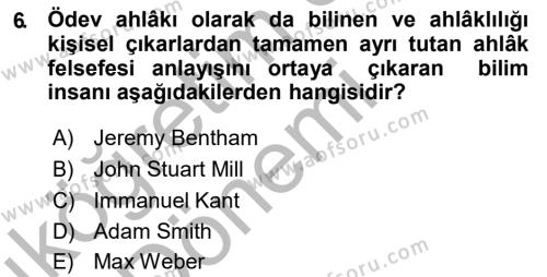 İşletmelerde Sosyal Sorumluluk Ve Etik Dersi 2018 - 2019 Yılı (Vize) Ara Sınavı 6. Soru