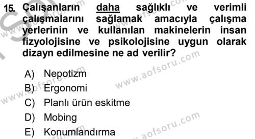 İşletmelerde Sosyal Sorumluluk Ve Etik Dersi 2018 - 2019 Yılı (Final) Dönem Sonu Sınavı 15. Soru