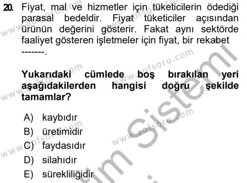 İşletmelerde Sosyal Sorumluluk Ve Etik Dersi 2018 - 2019 Yılı (Final) Dönem Sonu Sınavı 20. Soru