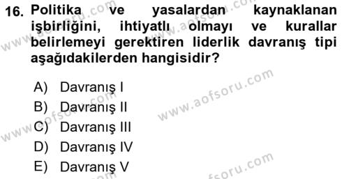 İşletmelerde Sosyal Sorumluluk Ve Etik Dersi 2022 - 2023 Yılı (Vize) Ara Sınavı 16. Soru