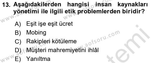 İşletmelerde Sosyal Sorumluluk Ve Etik Dersi 2022 - 2023 Yılı (Final) Dönem Sonu Sınavı 13. Soru